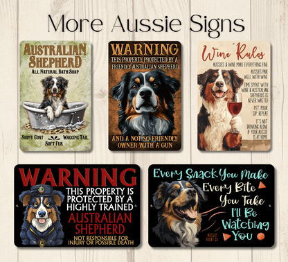 Australian Shepherd Sign Nope Not Today Funny Lazy Dog metal tin indoor outdoor Aussie