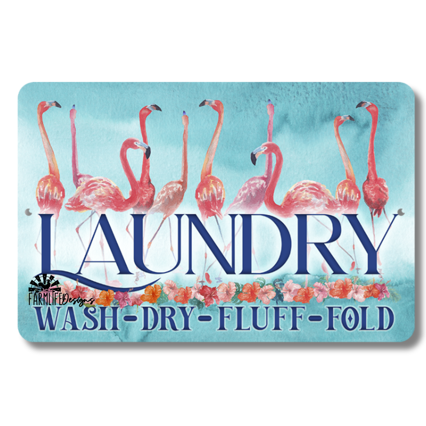 Flamingo Laundry Sign, laundry room flamingos 12x8 aluminum