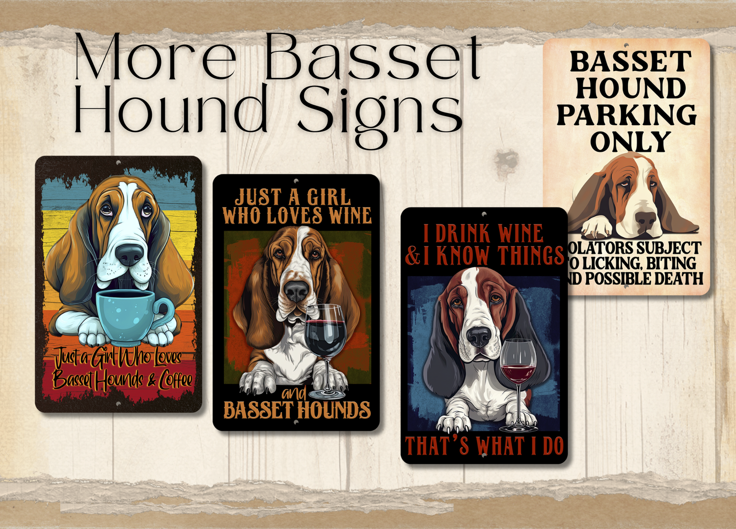 Basset Hound Bubble Bath bathroom dog in bath tub sign, 8x12, metal