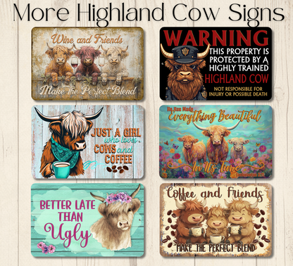 Highland Cow Sign, This Bathroom is Not an Internet Cafe, 2 sizes metal tin bath wall art