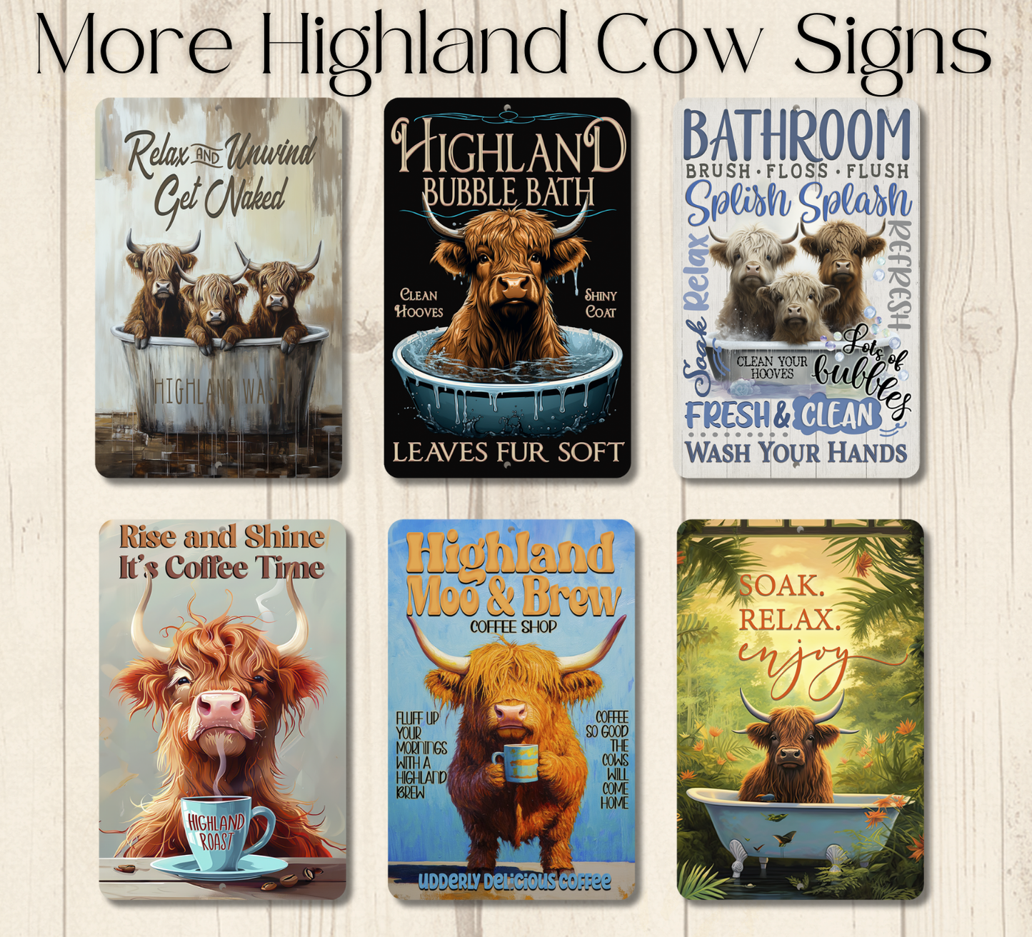 Highland Cow Sign, This Bathroom is Not an Internet Cafe, 2 sizes metal tin bath wall art