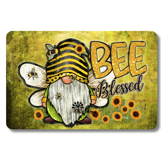 Bee Blessed, Gnome Bee Sign with Sunflowers