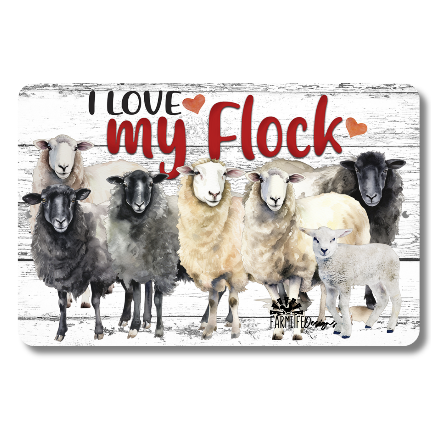 Sheep Sign, Love My Flock, ewes, sheep decor metal sign