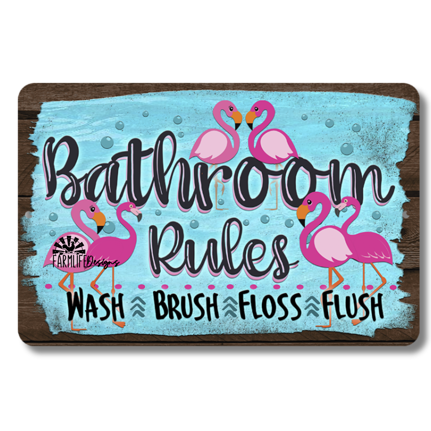 Flamingo Bath Rules Sign, bathroom sign flamingos