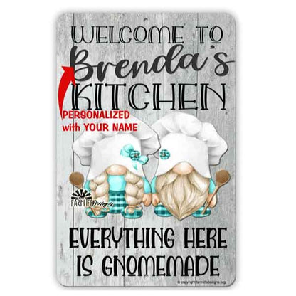 Personalized Gnome Kitchen - Your Name - gray, cooking gnomes, gnome gift, kitchen gnomes, gnome decor