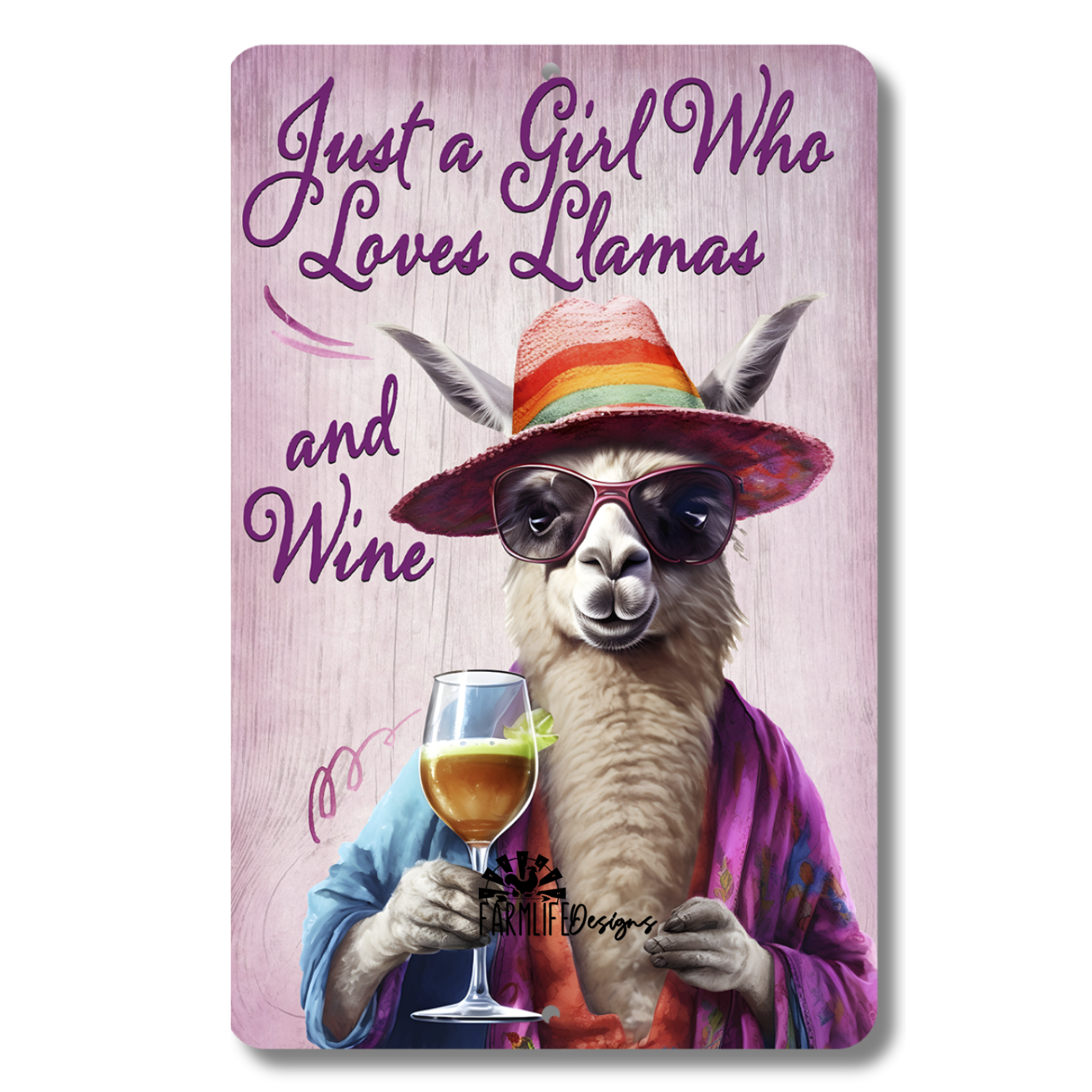 Llama Sign, Just a Girl Who Loves Llamas and Wine