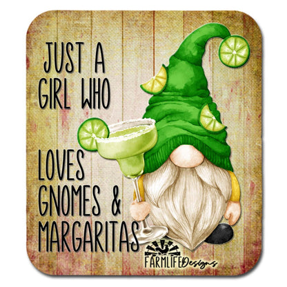 Margarita Gnome | Just a Girl Who Loves Gnomes and Margaritas | 4"x4.5" aluminum magnet | gnomies