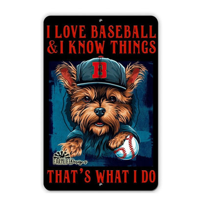 Yorkie Baseball Sign 8"x12" Funny Handmade Yorkshire Terrier Dog Sign