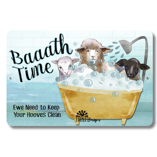 Sheep Sign, Baaath Time, sheep in bathtub bath bathroom sign decor