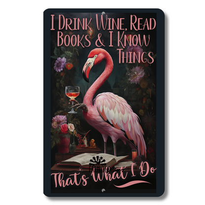 Flamingo Sign, Drink Wine, Read Books and Know Things