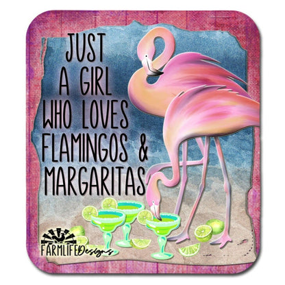 Margarita Flamingo Magnet, Just a Girl Who Loves Flamingos and Margaritas, 4x4.5"