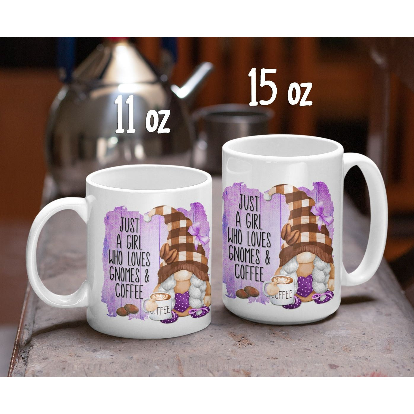 Gnome Coffee Mug - Just a Girl Who Loves Gnomes Coffee Purple