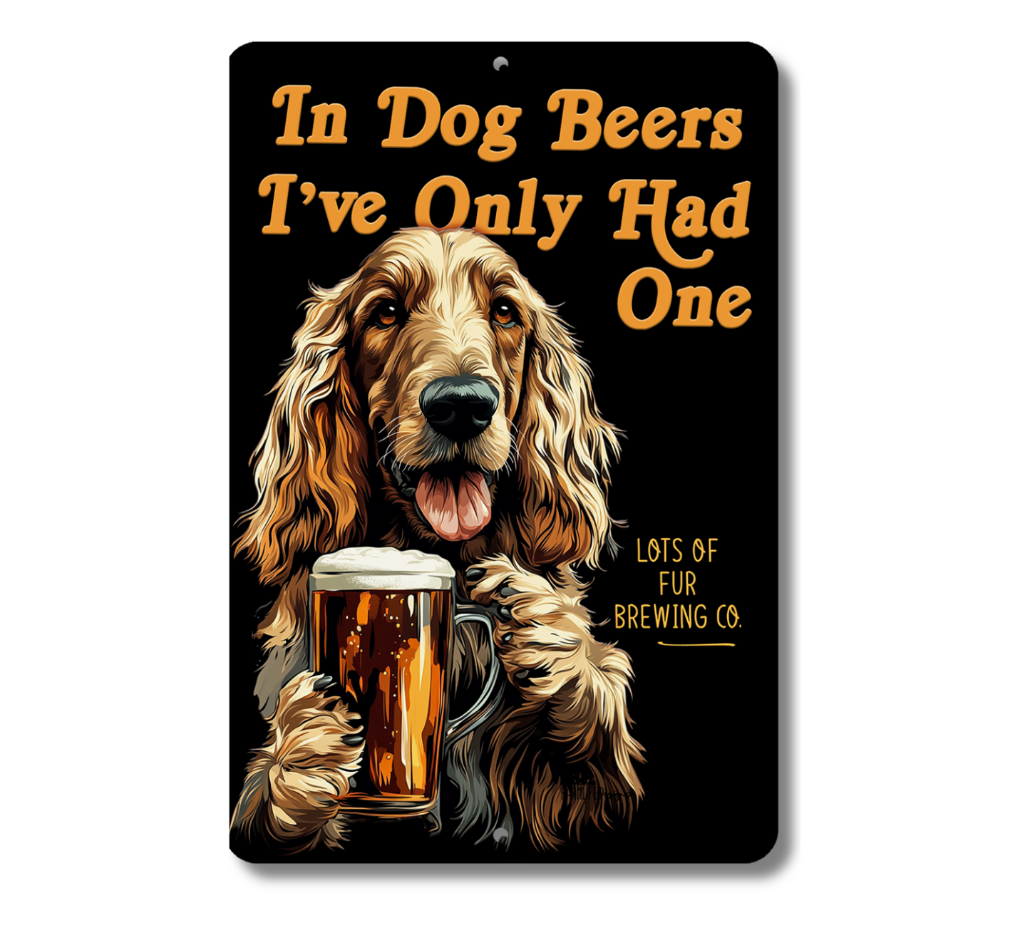 Afghan Hound Sign In Dog Beers funny man cave bar metal tin