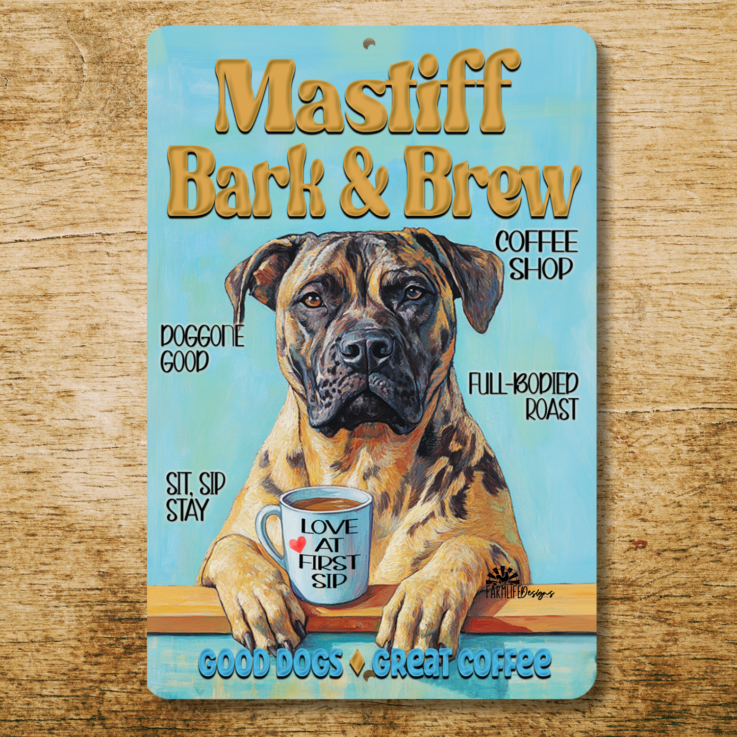 Mastiff Coffee Bar Sign Bark and Brew Dog Metal Tin