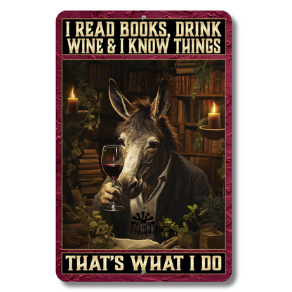 Donkey Sign, I Read Books, Drink Wine and I Know Things