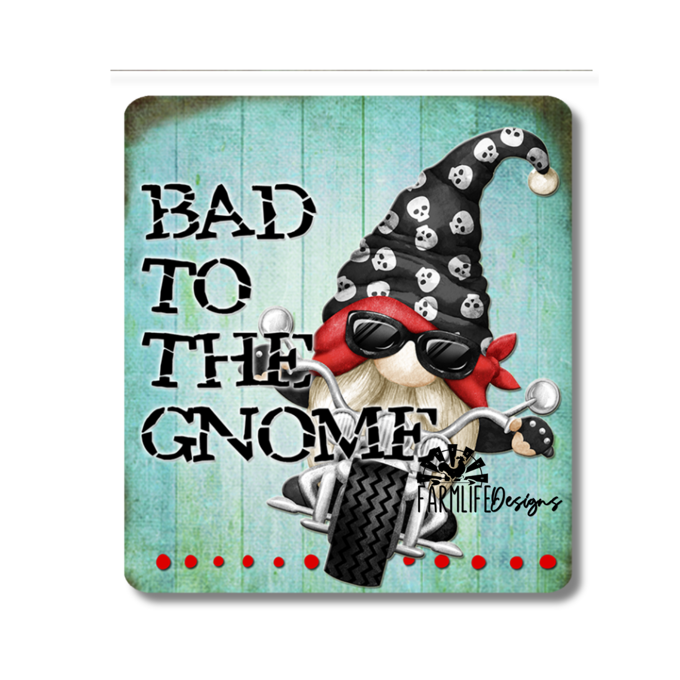 Gnome Biker Magnet Bad to the Gnome, Gnome on Motorcycle 4" Metal