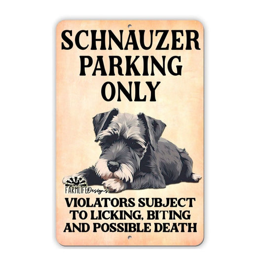 Schnauzer Parking Sign 8"x12" Funny Indoor Outdoor Dog Sign