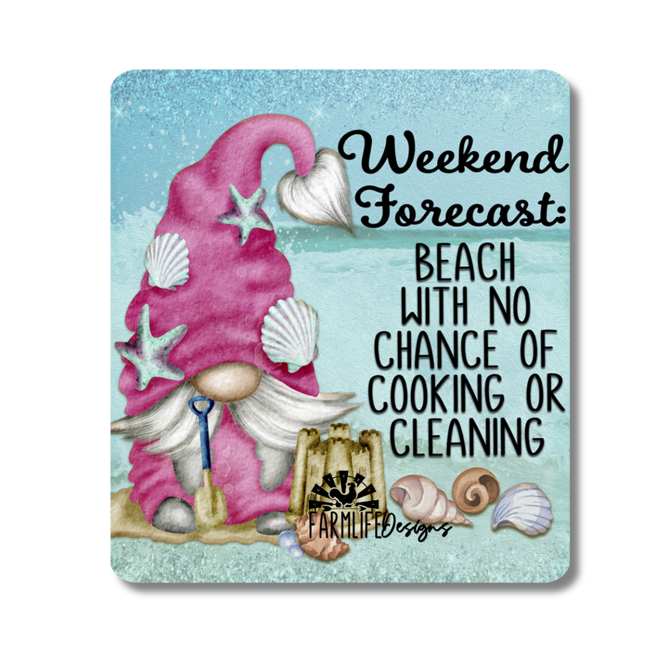 Gnome Beach Magnet, Weekend Forecast, 4" Metal