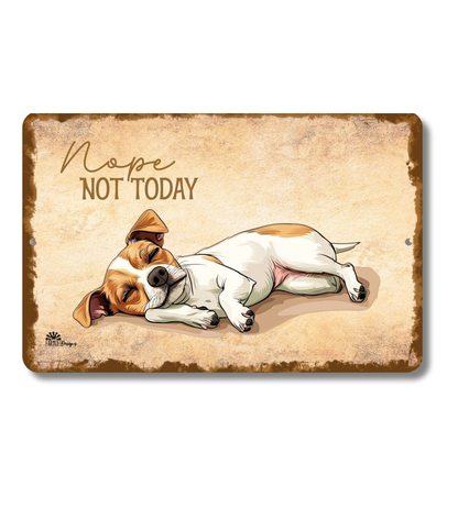 Jack Russell Terrier Sign Nope Not Today Funny Dog metal tin wall art