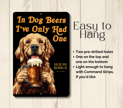 Golden Retriever Sign In Dog Beers funny man cave bar metal tin