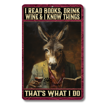 Donkey Sign, I Read Books, Drink Wine and I Know Things