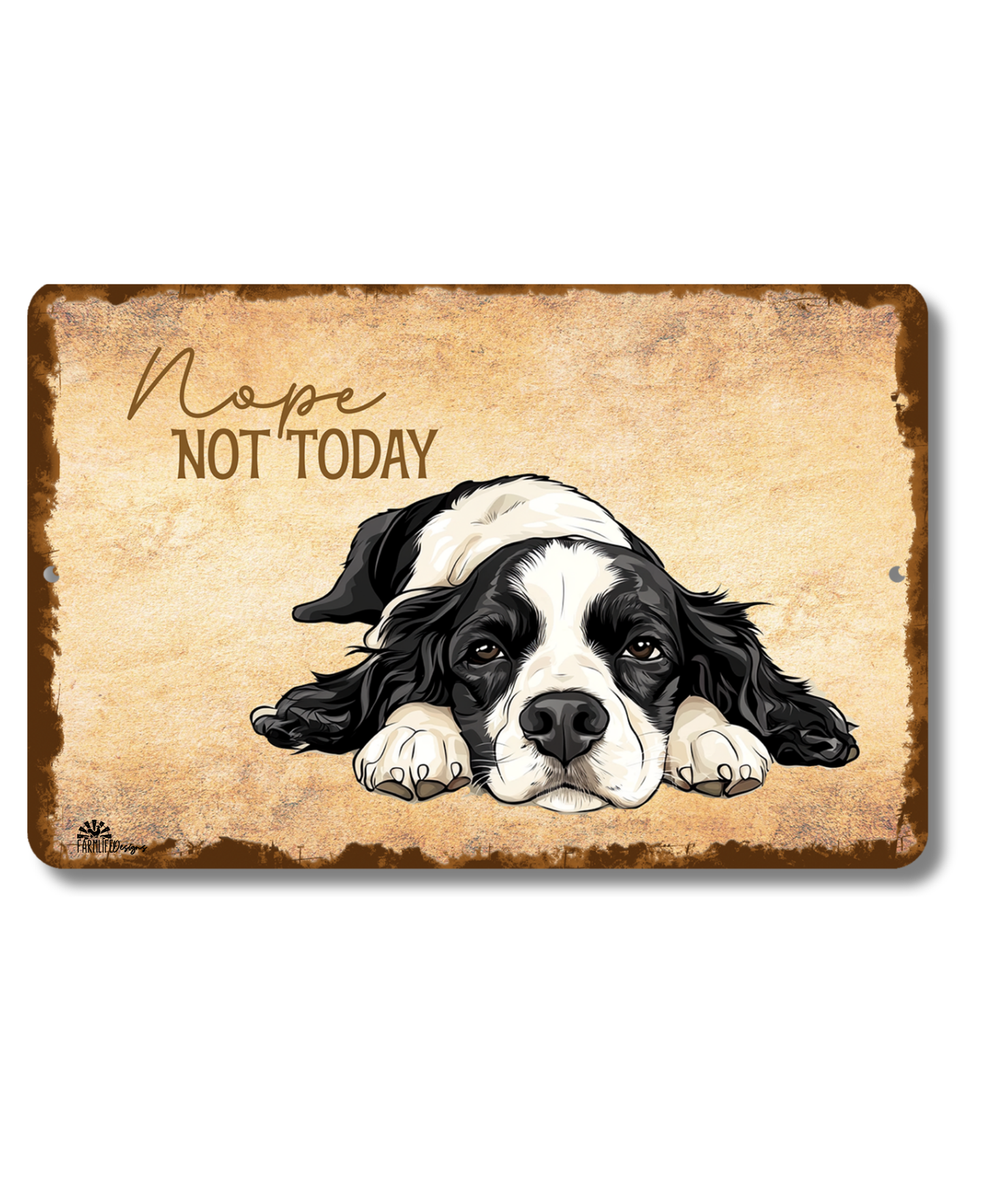 Springer Spaniel Sign Nope Not Today Funny Dog metal tin wall art