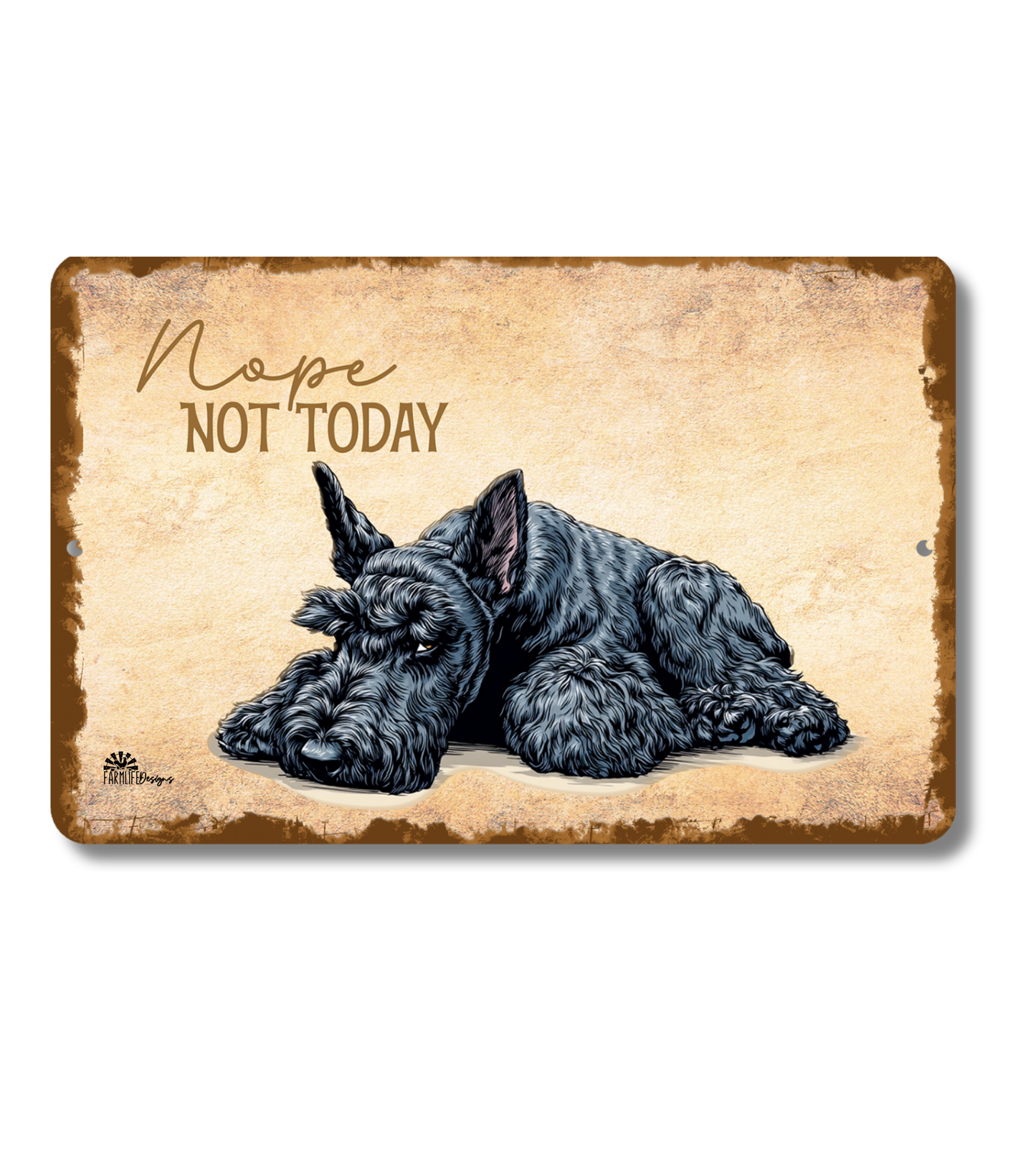 Kerry Blue Terrier Sign Nope Not Today Funny Dog metal tin wall art
