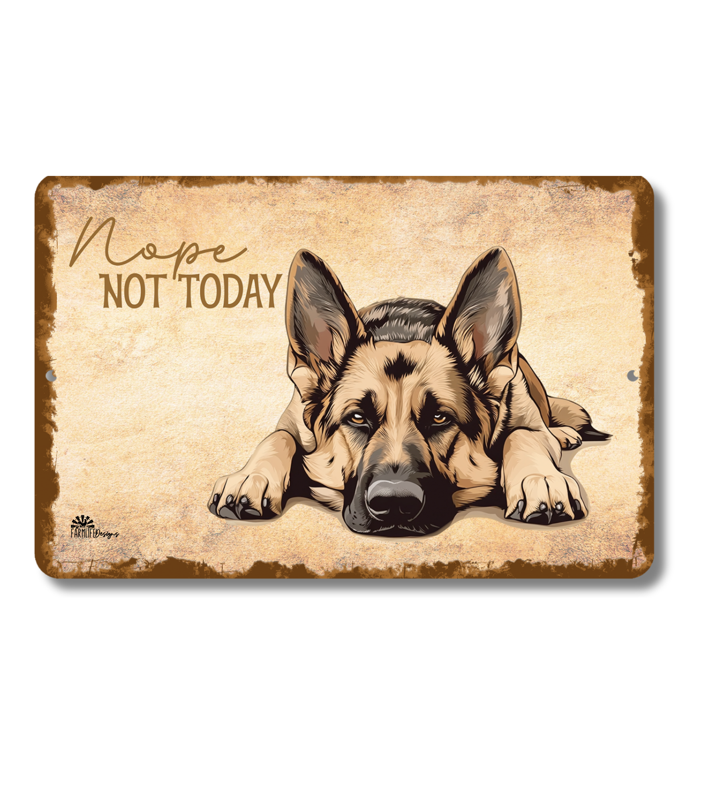 German Shepherd Sign Nope Not Today Funny Dog metal tin wall art