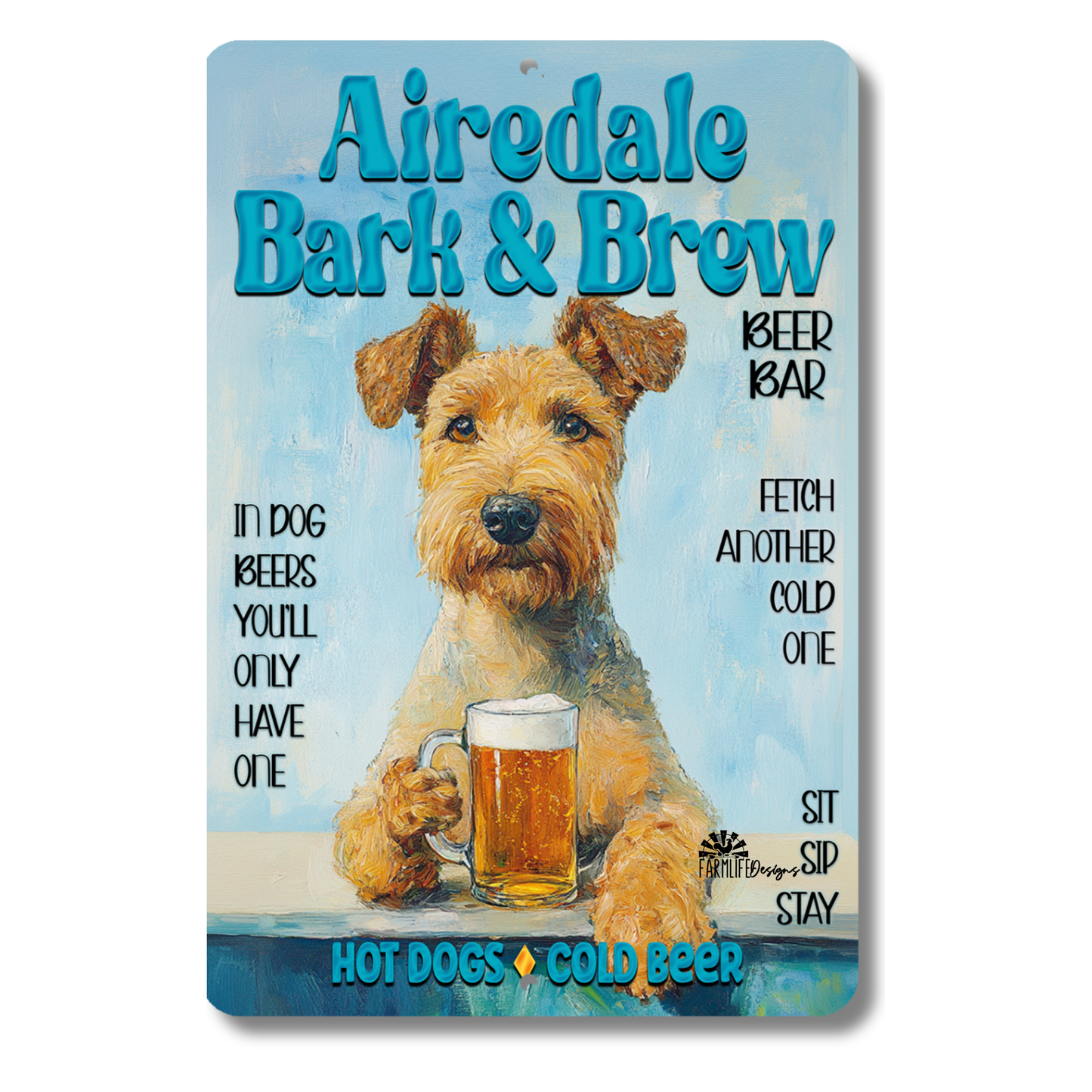 Airedale Beer Bar Sign Bark and Brew Dog Metal Tin