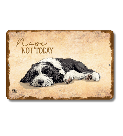 Bearded Collie Sign Nope Not Today Funny Dog metal tin wall art