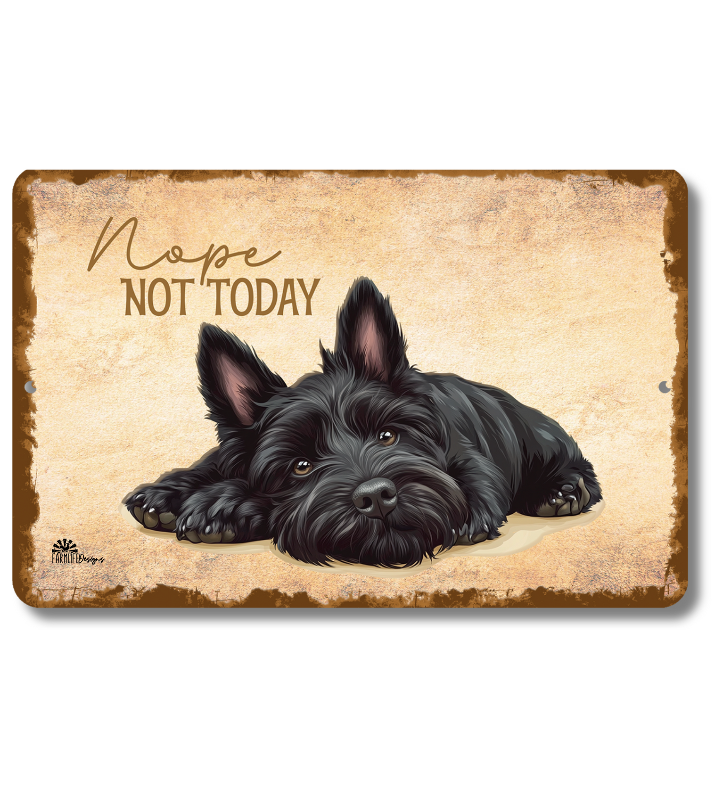 Scottish Terrier Sign Nope Not Today Funny Scottie Dog metal tin wall art