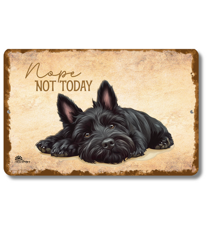 Scottish Terrier Sign Nope Not Today Funny Scottie Dog metal tin wall art