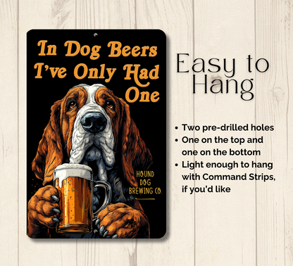 Basset Hound Sign In Dog Beers funny man cave bar metal tin