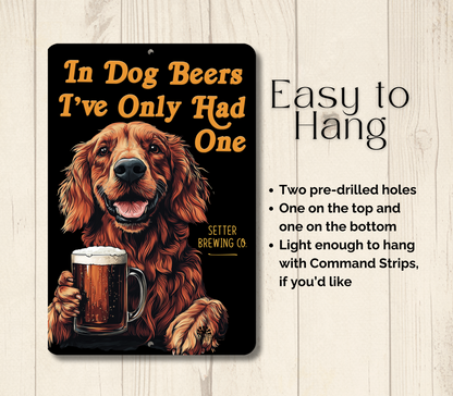 Irish Setter Sign In Dog Beers funny man cave bar metal tin
