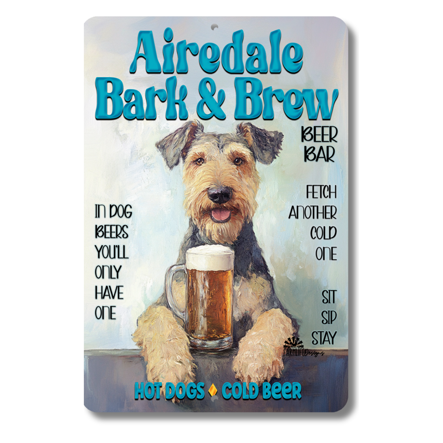 Airedale Beer Bar Sign Bark and Brew Dog Metal Tin