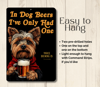 Yorkshire Terrier Sign In Dog Beers Yorkie funny man cave bar metal tin