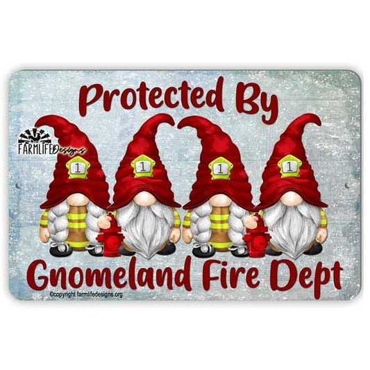 Gnomeland Fire Dept, gnome firemen, gnome sign, gnome lover gift 12"x8"