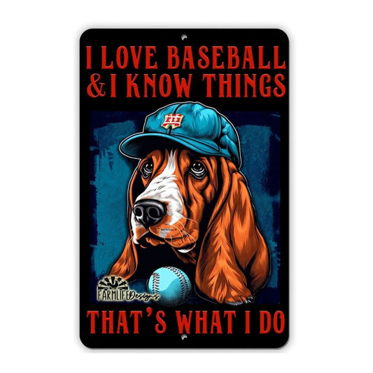 Basset Hound Baseball Sign 8"x12" Funny Handmade Dog Sign