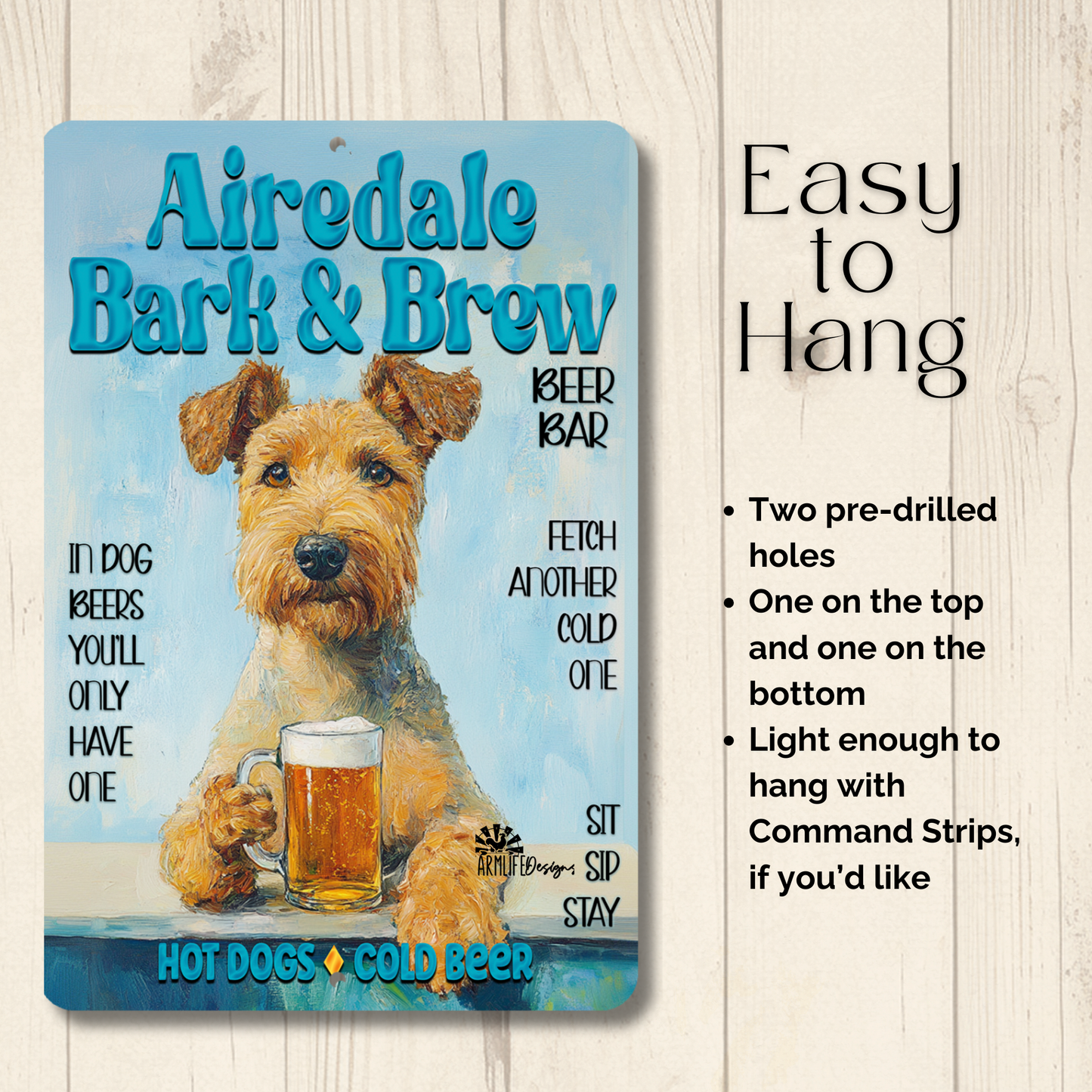 Airedale Beer Bar Sign Bark and Brew Dog Metal Tin