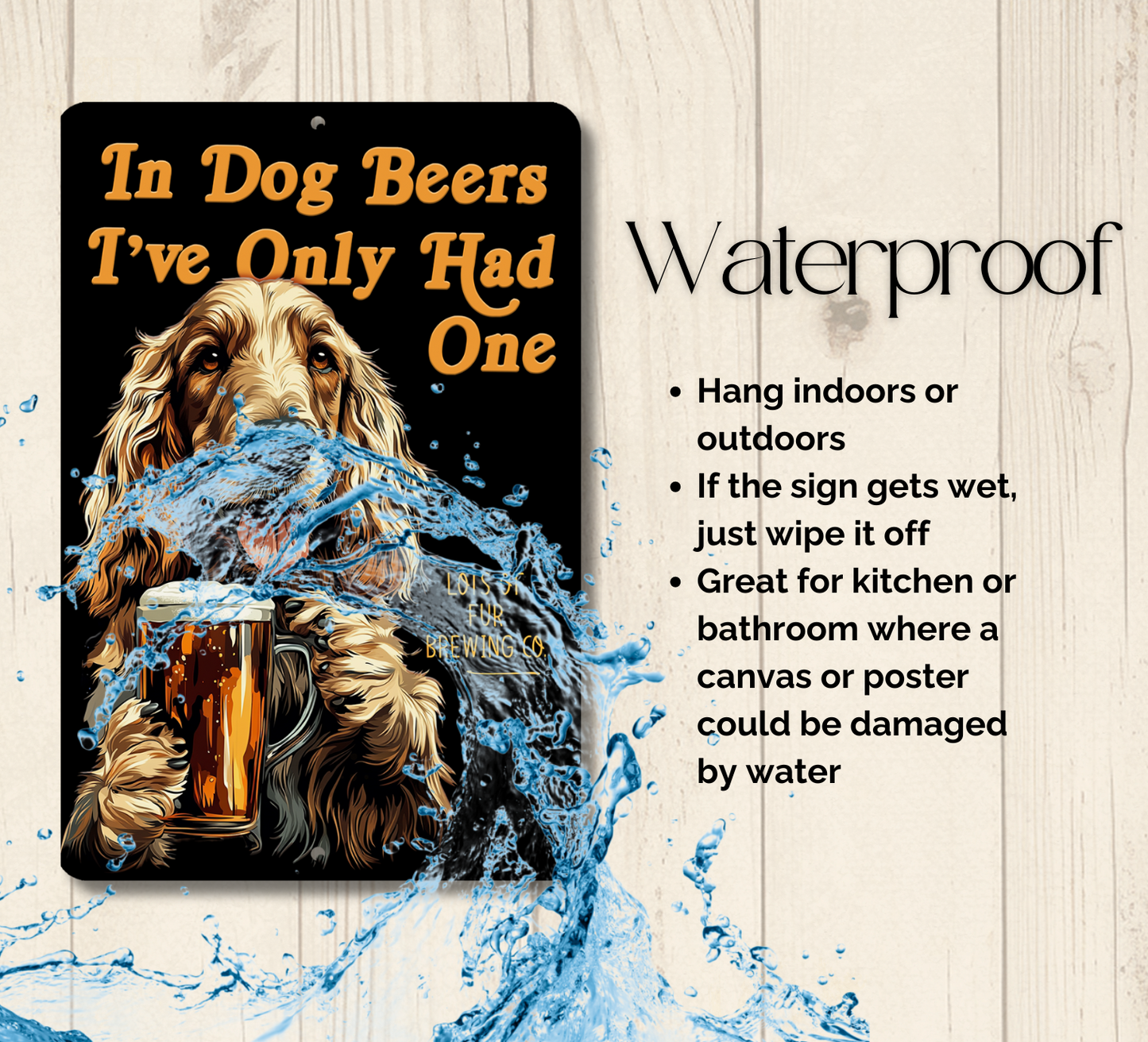 Afghan Hound Sign In Dog Beers funny man cave bar metal tin