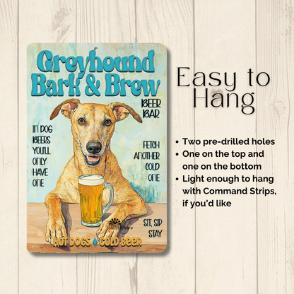 Greyhound Coffee Bar Sign Bark and Brew Dog Metal Tin