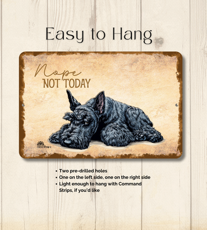 Kerry Blue Terrier Sign Nope Not Today Funny Dog metal tin wall art