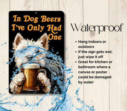 Westie Sign In Dog Beers west highland white terrier funny man cave bar metal tin