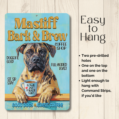 Mastiff Coffee Bar Sign Bark and Brew Dog Metal Tin