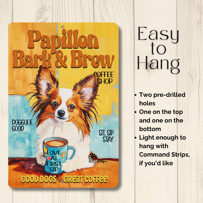 Papillon Coffee Bar Sign Bark and Brew Dog Metal Tin