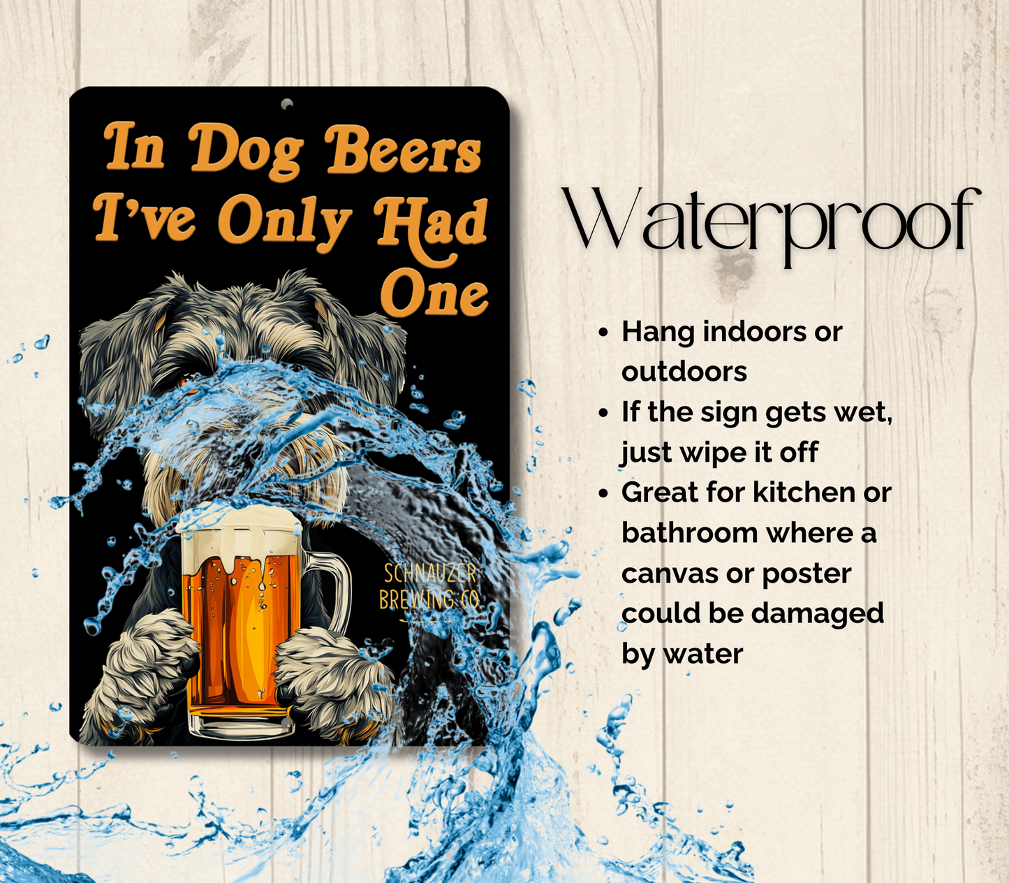 Schnauzer Sign In Dog Beers funny man cave bar metal tin