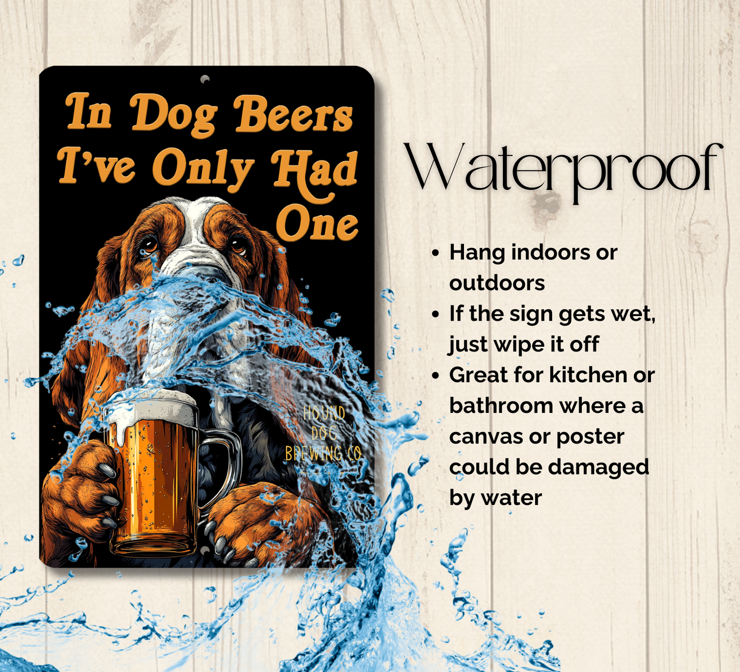 Basset Hound Sign In Dog Beers funny man cave bar metal tin