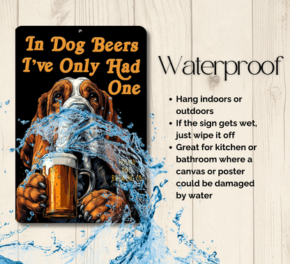 Basset Hound Sign In Dog Beers funny man cave bar metal tin
