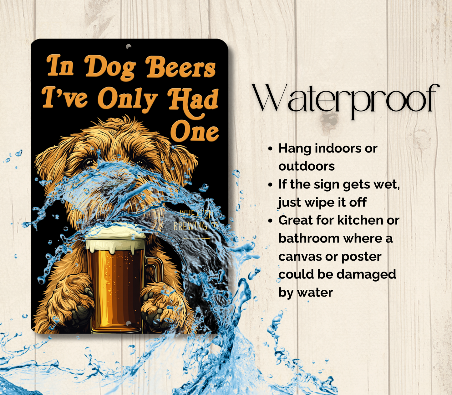 Wheaten Terrier Sign In Dog Beers funny man cave bar metal tin