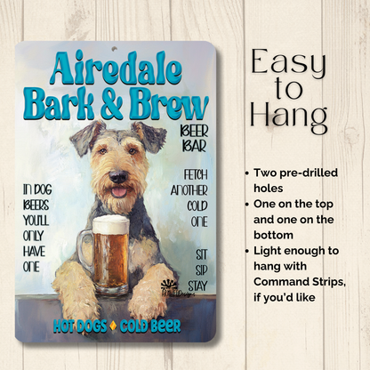 Airedale Beer Bar Sign Bark and Brew Dog Metal Tin